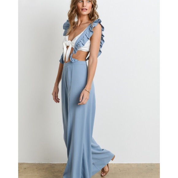 Ruffle-trim Suspenders 2-piece Set - Picture 3 of 8